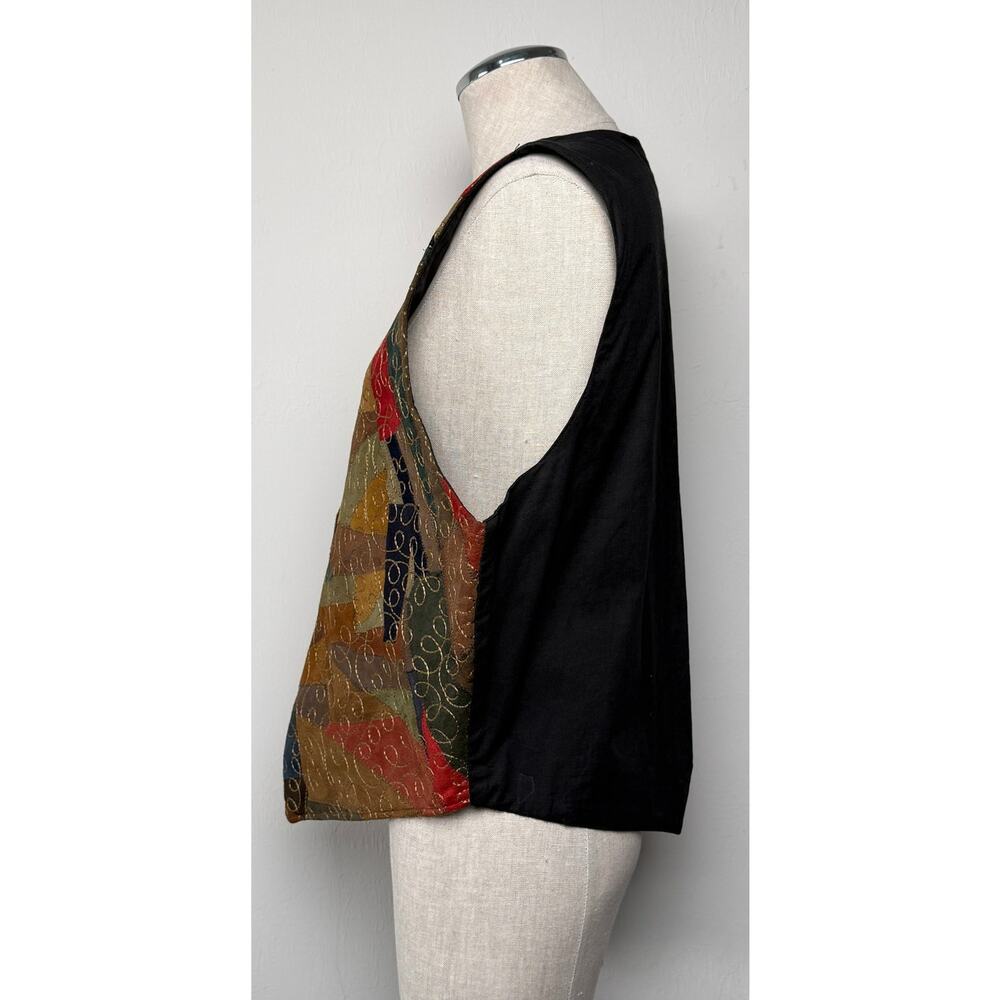 Exceptional Leather Suede Patchwork Vest Embroide… - image 3